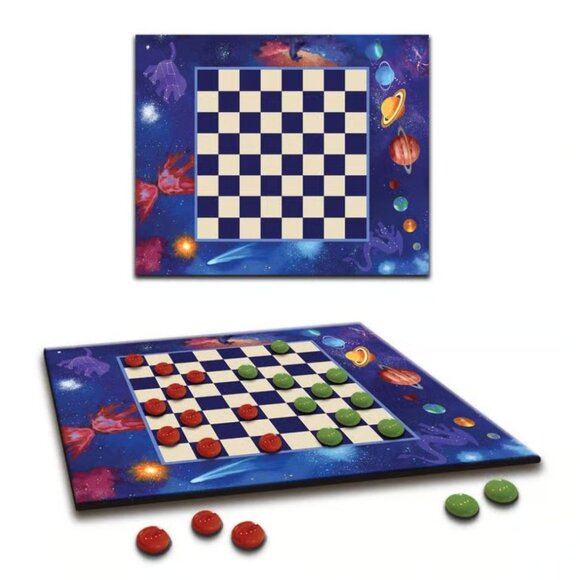 Night Sky Mini Checkers Game For Kids By Jr. RangerLand 8.5" X 5.25" - Picture 4 of 6
